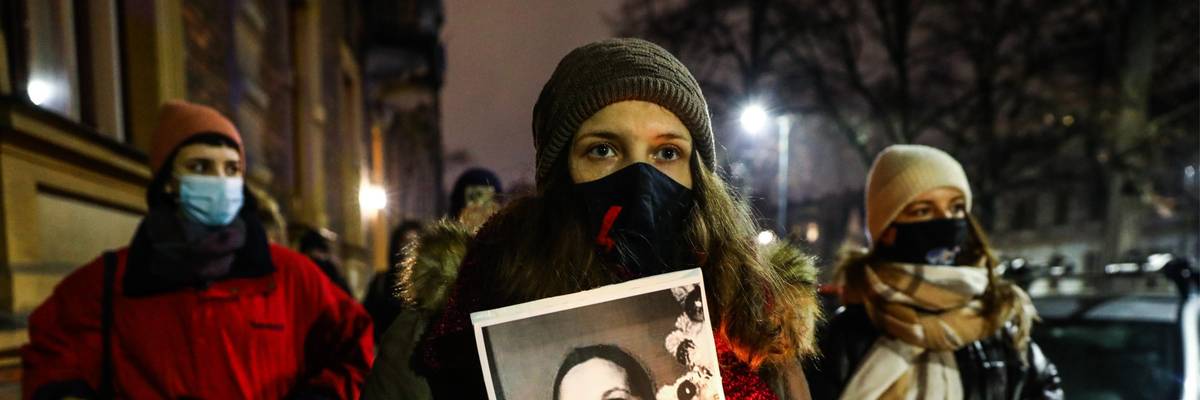 pro-choice demonstrator in Poland
