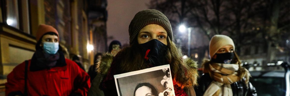 pro-choice demonstrator in Poland