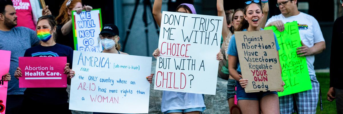 Pro-choice protesters rally in Reno.
