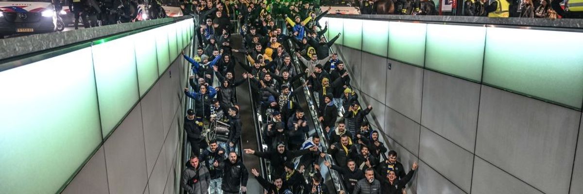 Pro-Israel Maccabi fans stage demonstration in Amsterdam