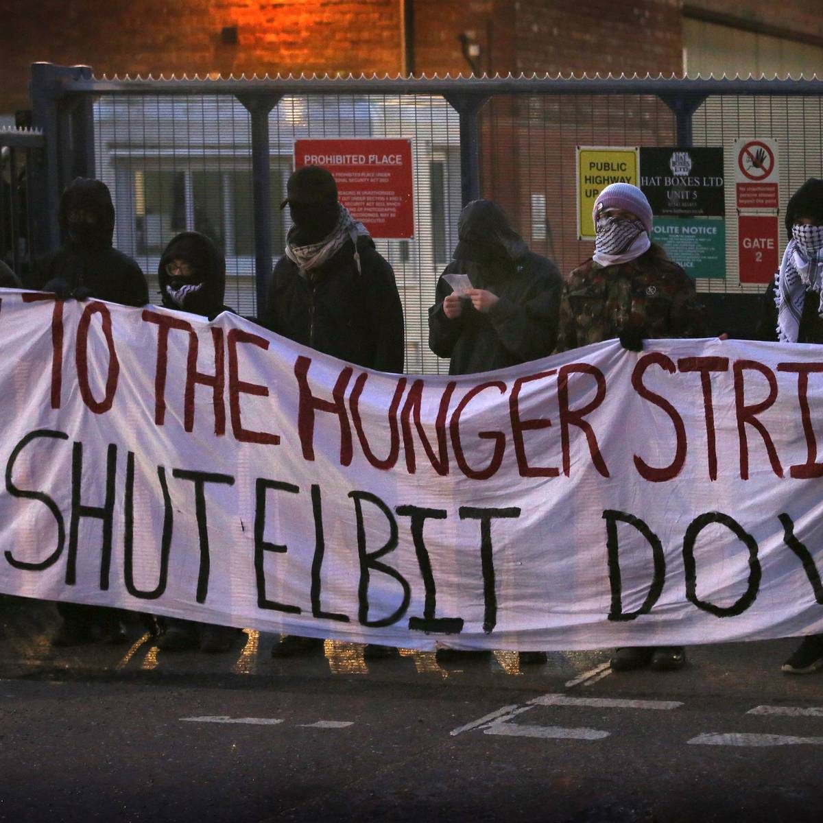 Pro-Palestine Activists Protest At Elbit Systems in Shenstone