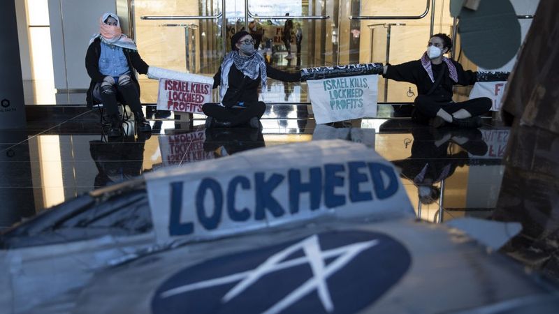 Pro-Palestine demonstrators protest arms sales to Israel at US contractor headquarters