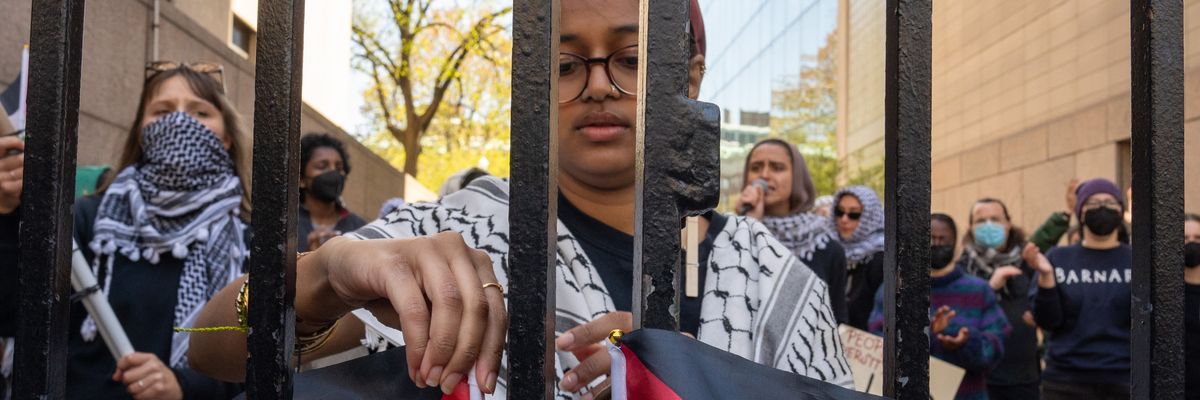 Pro-Palestine demonstrators protest at Columbia University