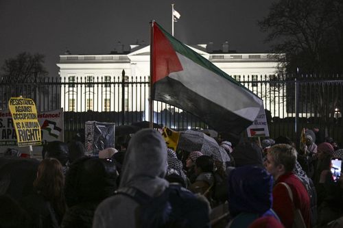 Pro-Palestine protesters in front of the White House