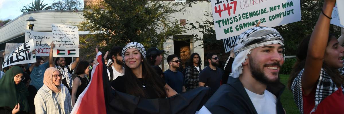 Pro-Palestine protesters march at University of Central Florida