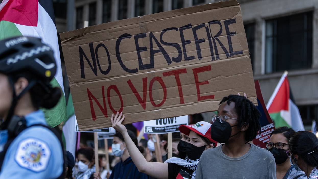 Pro-Palestine protesters march in Chicago ahead of the DNC.