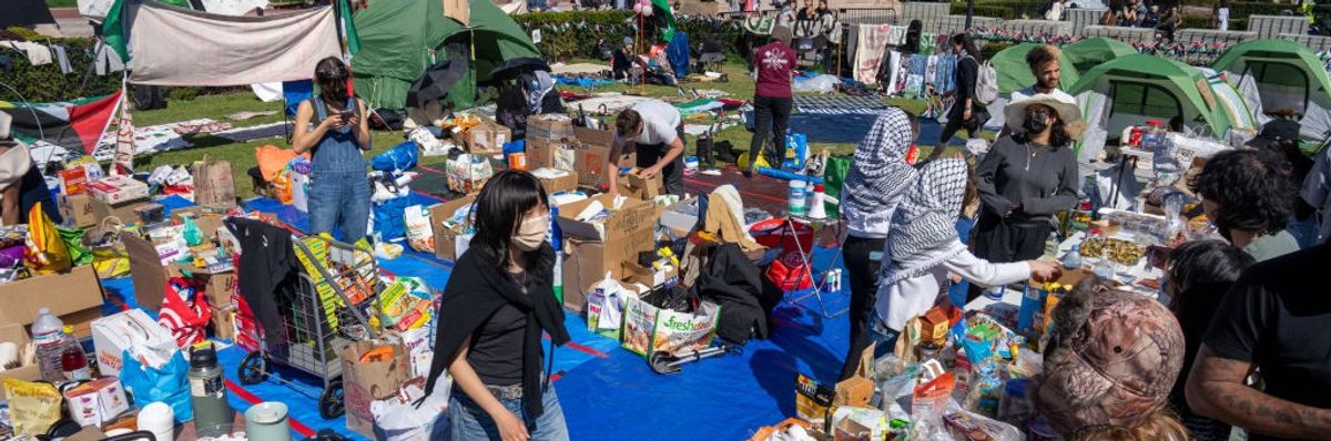 Pro-Palestine student protestors camp at Columbia University