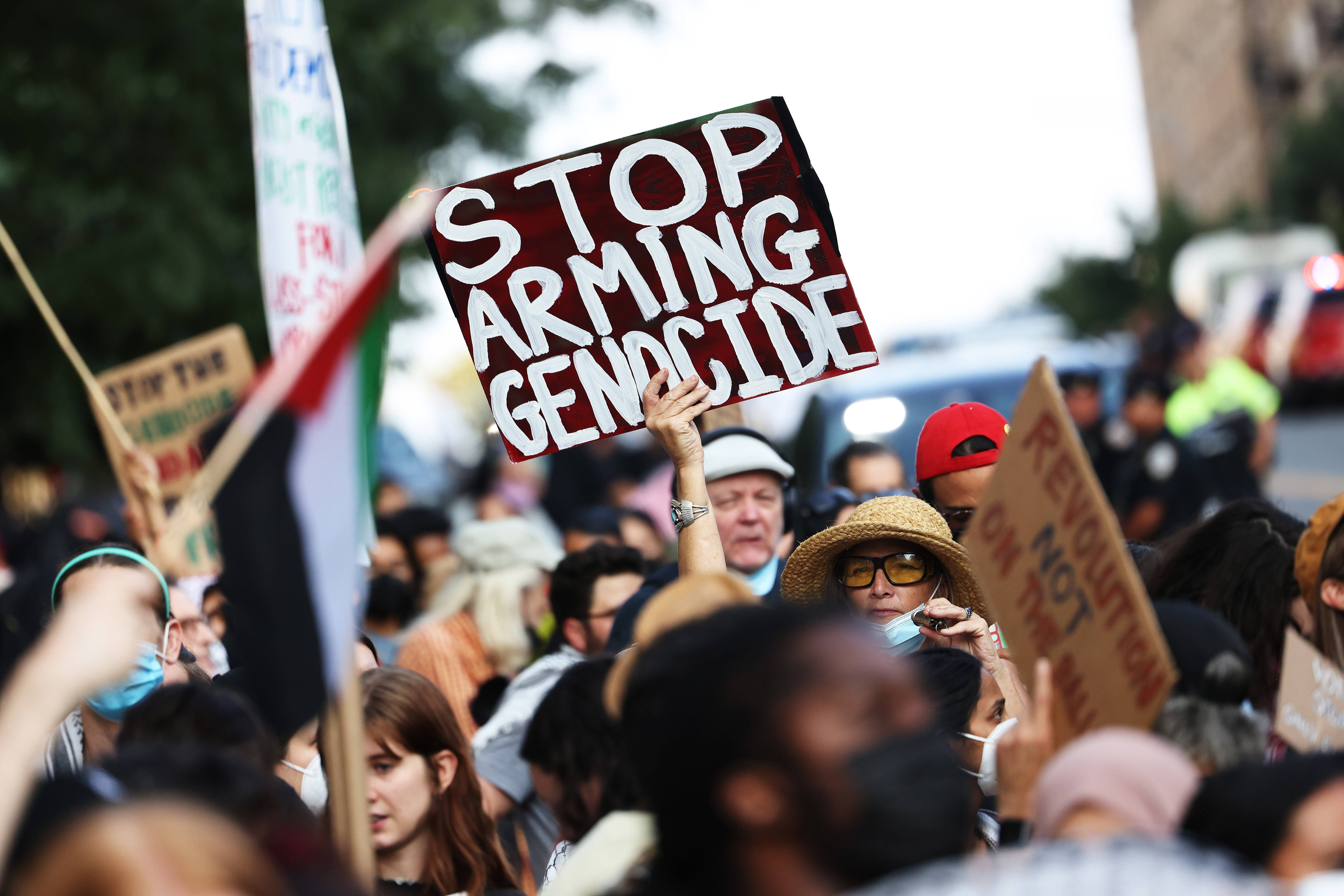 Pro-Palestinian Activists Protest Outside Kamala Harris Campaign Event In New York