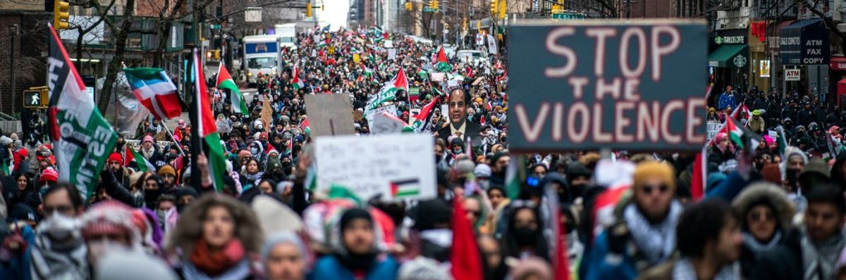 Pro-Palestinian Demonstrators March to Demand an End of the War