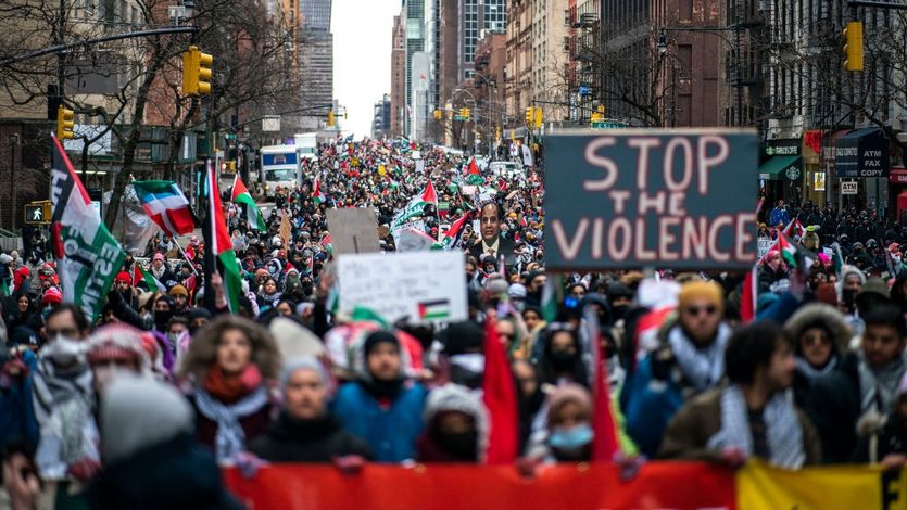 Pro-Palestinian Demonstrators March to Demand an End of the War