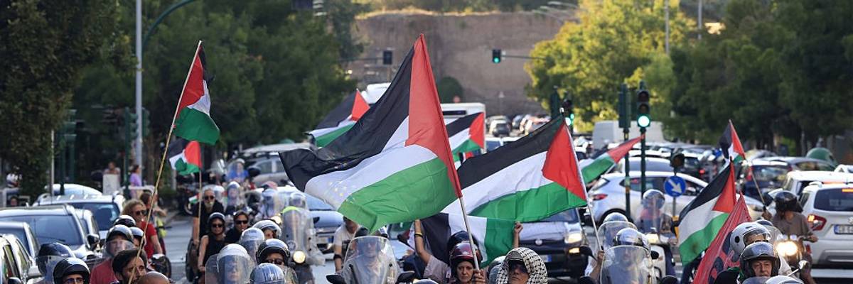 Pro-Palestinian protest convoy in Rome