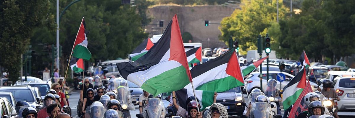 Pro-Palestinian protest convoy in Rome