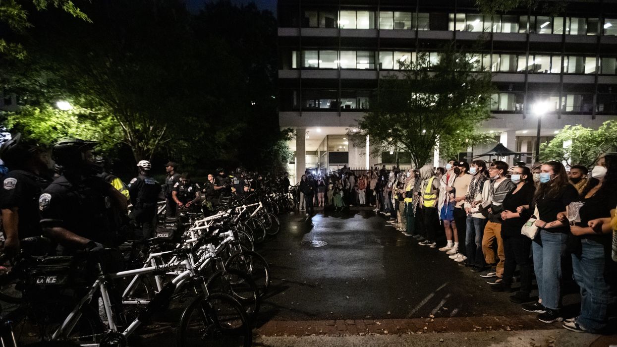 Pro-Palestinian students at GWU face off with police.