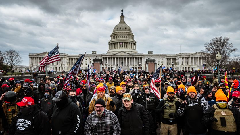 Pro-Trump protesters gather in front of the U.S. Capitol Building on January 6, 2021 in Washington, D.C.