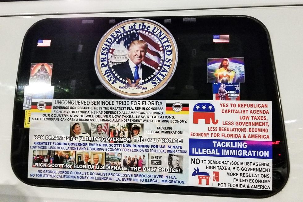 Pro-Trump stickers on truck