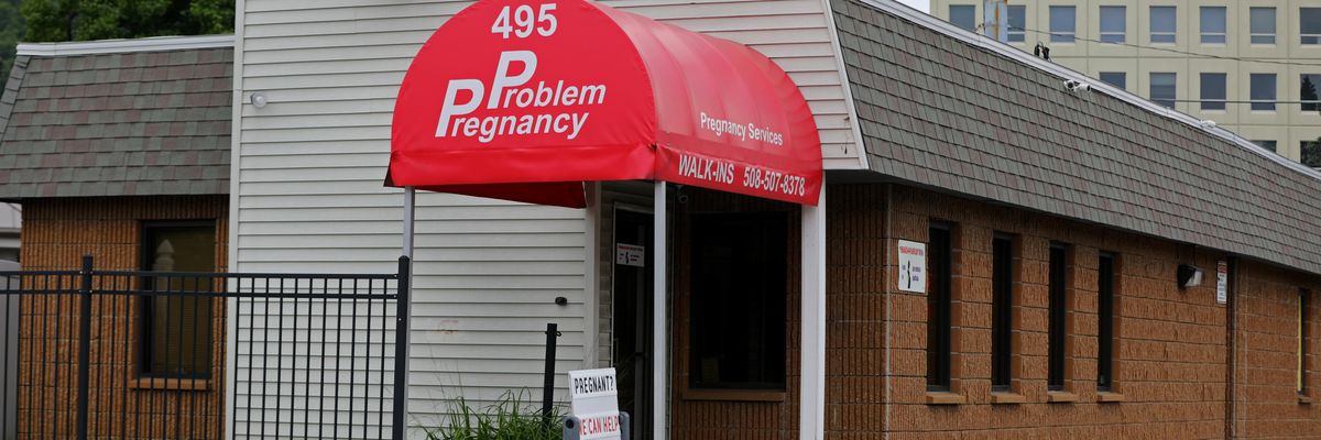 Problem Pregnancy, an anti-abortion crisis pregnancy center, is located near a Planned Parenthood center in Worcester, Massachusetts.