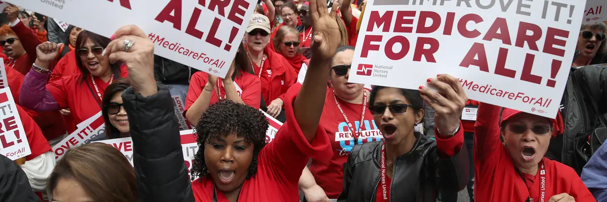 Progressive Democrats of America Hold A 'Medicare For All' Rally Outside PhRMA Headquarters