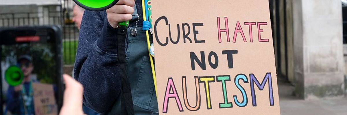 Protest against Amazon selling books promoting Autism cures, London
