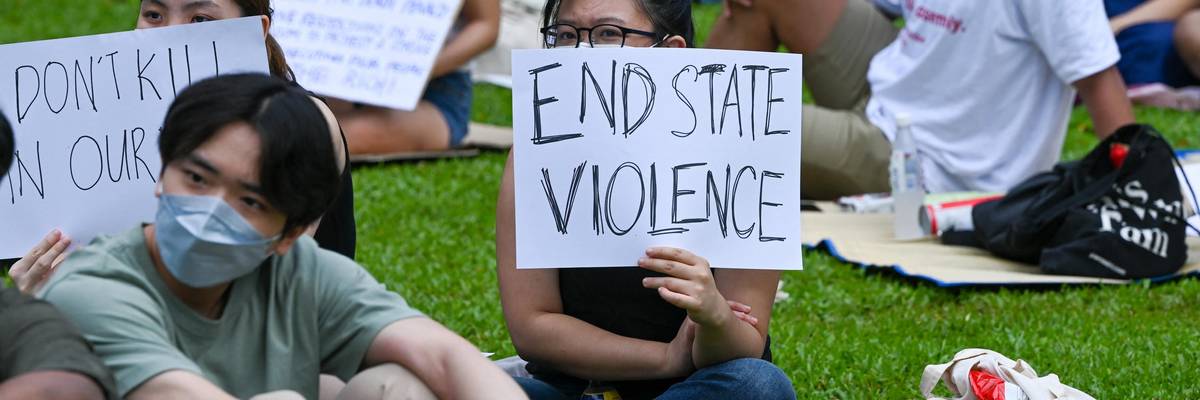 protest against death penalty in Singapore