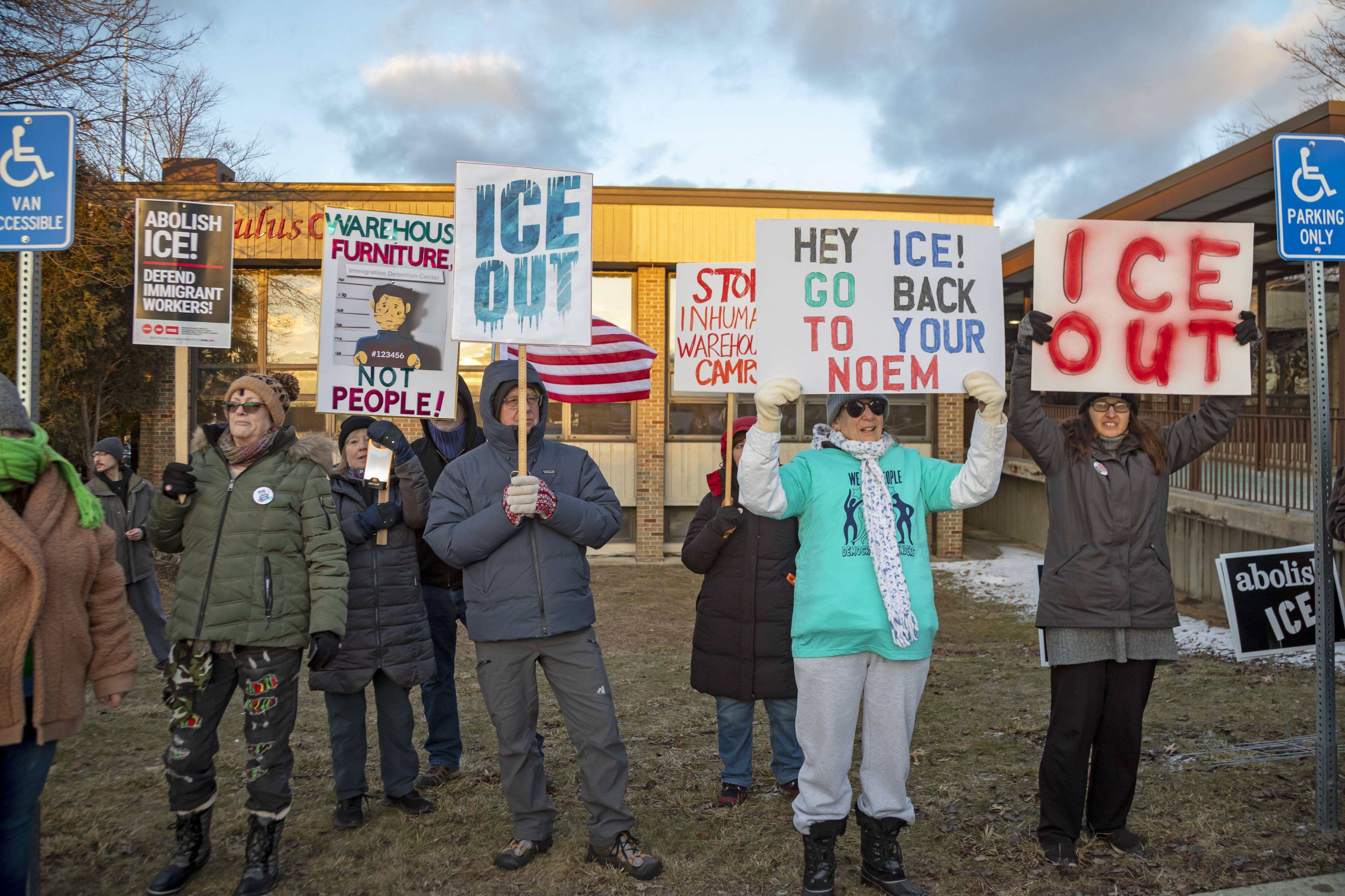 Protest Against ICE Detention Center in Detroit Suburb