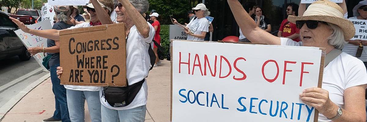 Protest against new policies imposed on Social Security Administration in Miami