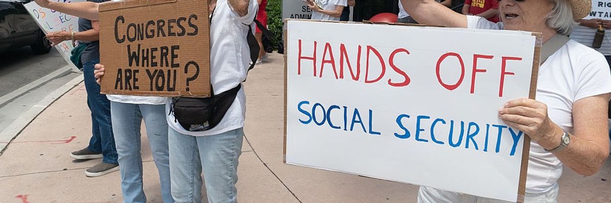 Protest against new policies imposed on Social Security Administration in Miami