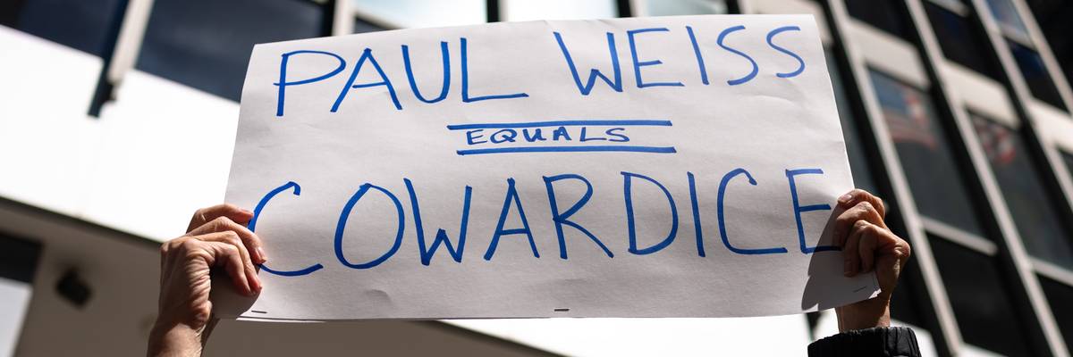 Protest against Paul Weiss.