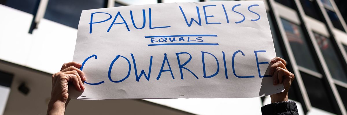 Protest against Paul Weiss.