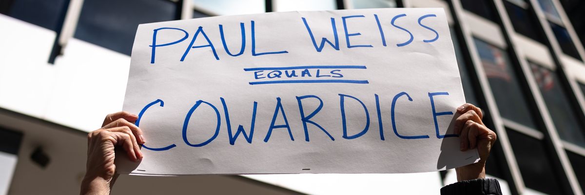 Protest against Paul Weiss.