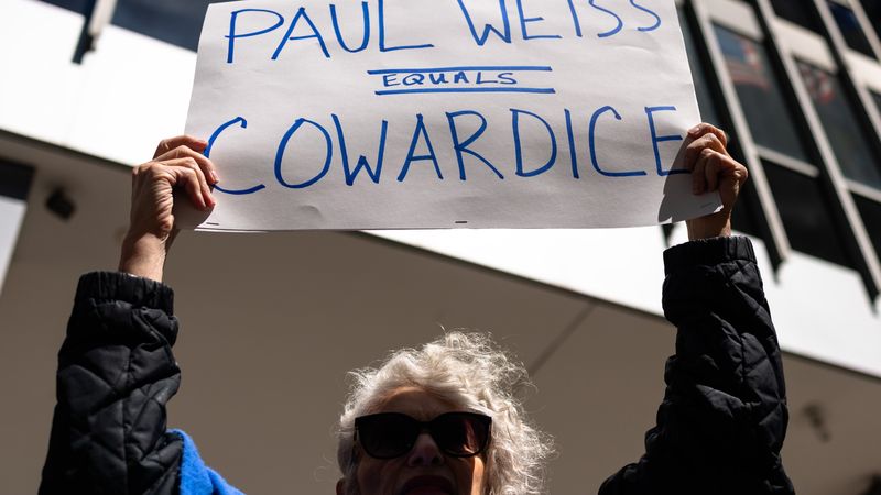 Protest against Paul Weiss.