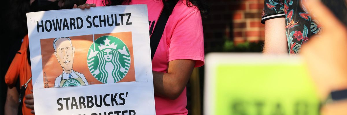 Protest against Starbucks CEO Howard Schultz