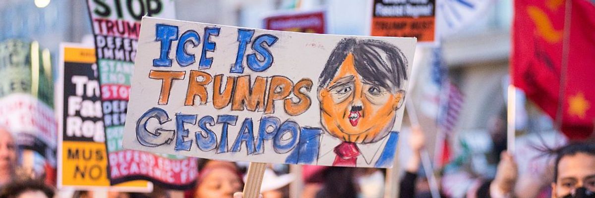 Protest against the arrival of National Guard soldiers in Chicago