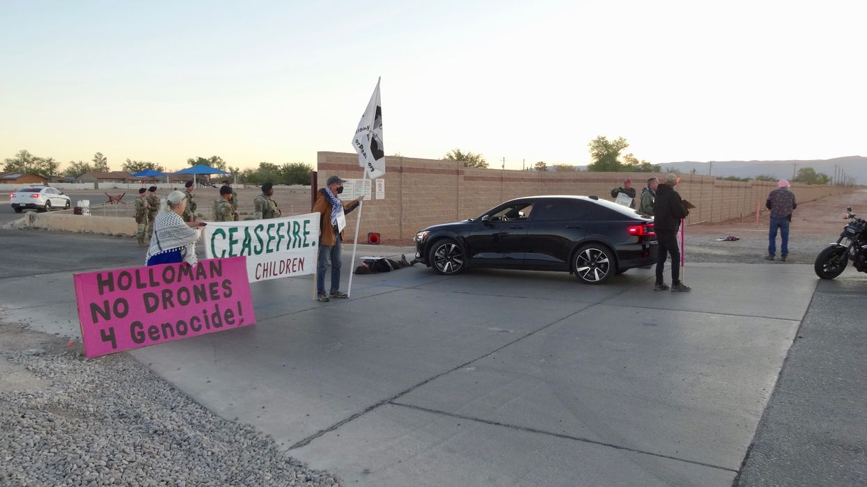 Protest at drone training base.