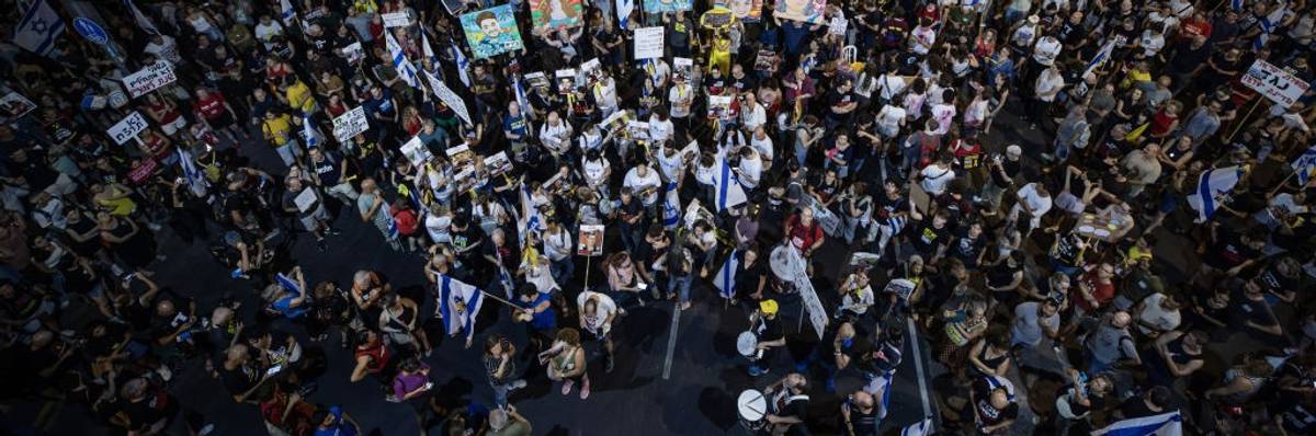 Protest demanding hostage swap deal continues in Tel Aviv