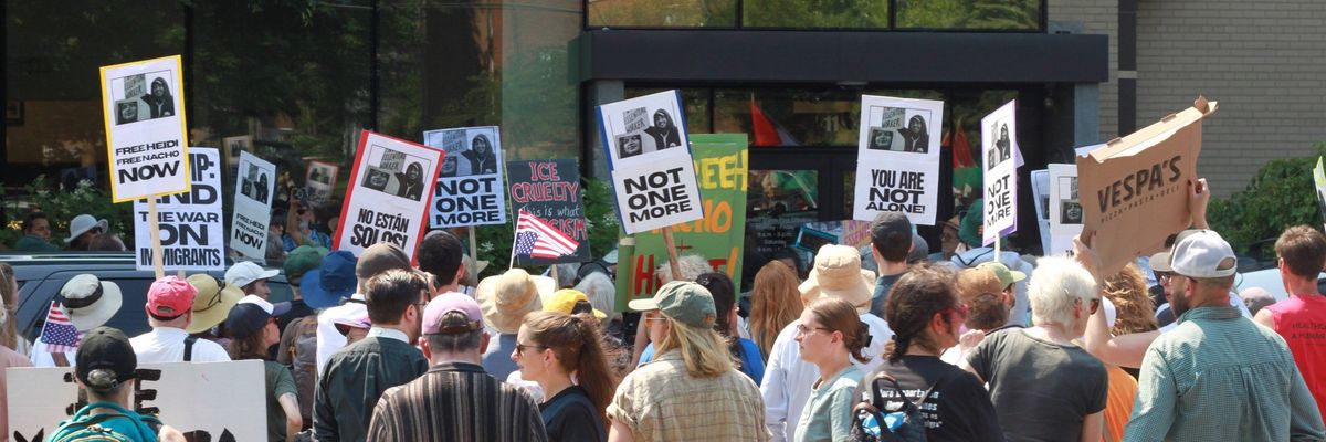 Protest for freedom of detained immigrant leaders in Vermont.
