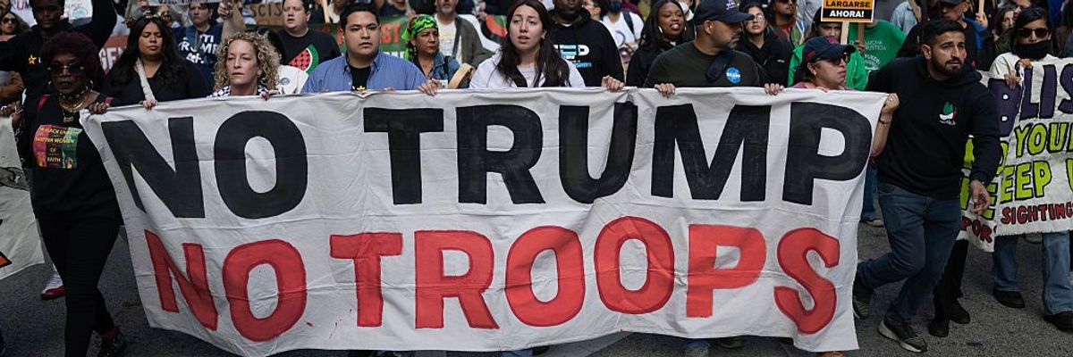 Protest Held In Chicago As Trump Warns Of Law Enforcement Actions