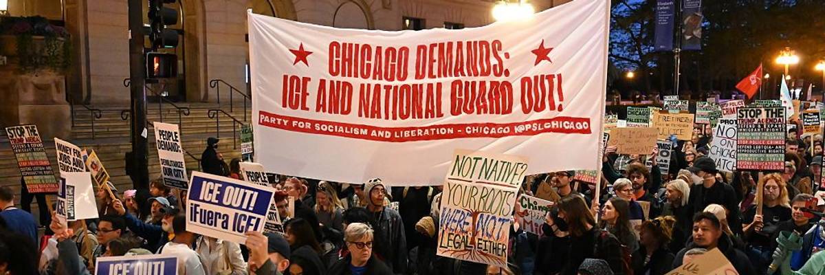 Protest in Chicago urges end to ICE and Guard presence