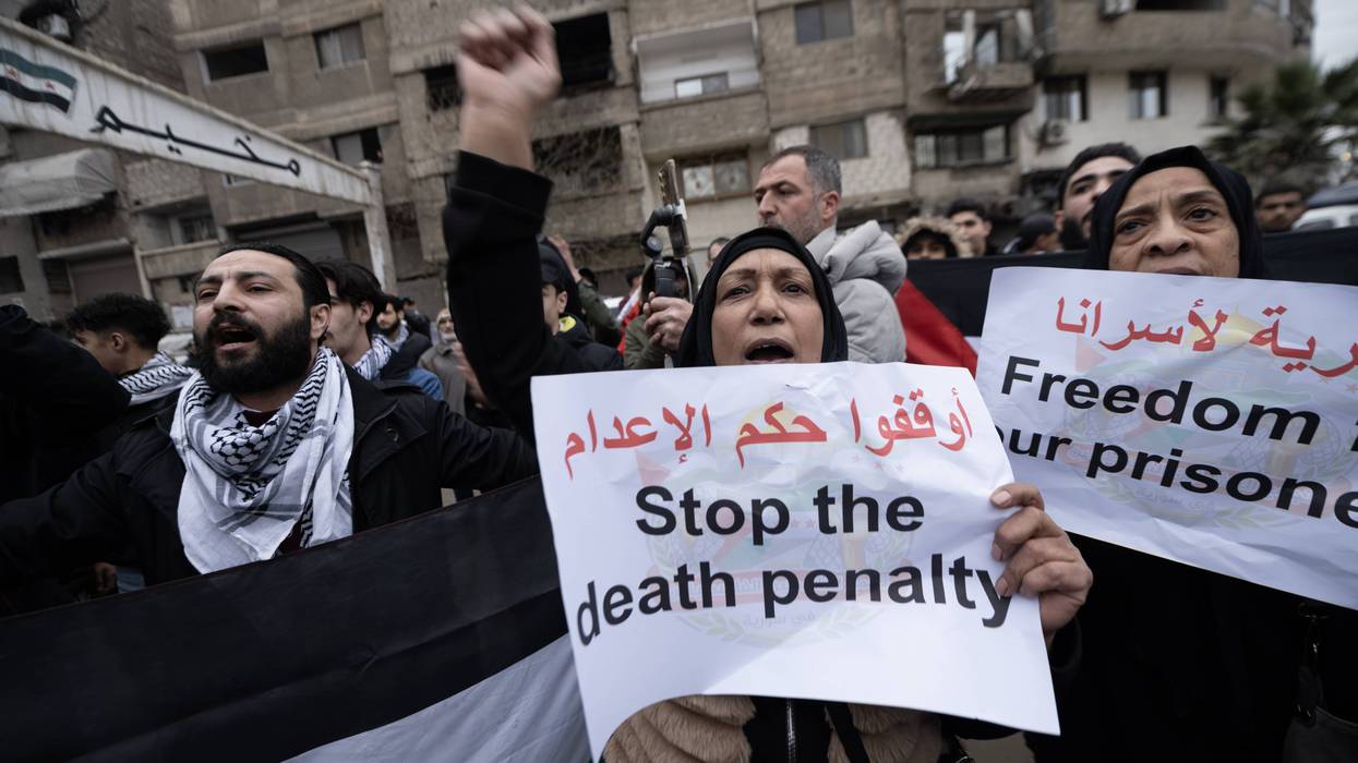 Protest in Damascus against Israeli death penalty law for Palestinians