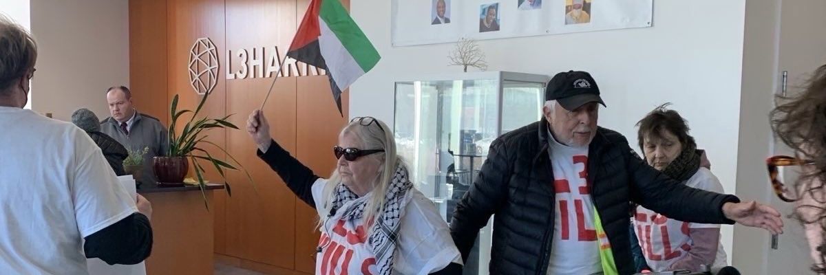 Protest in lobby of L3Harris