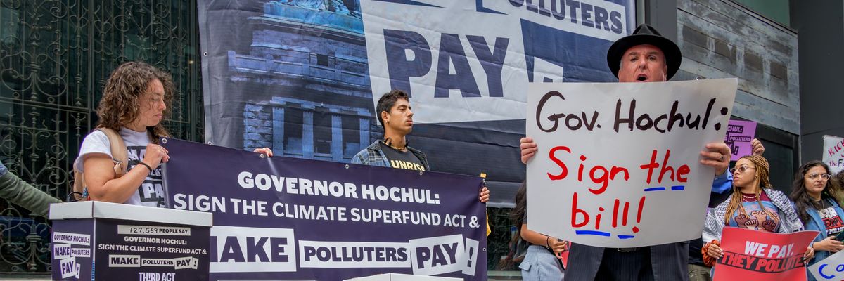 Protest in support of NY climate superfund bill.
