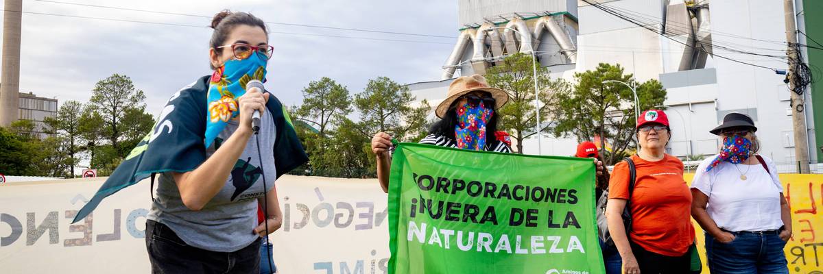 Protest of Brasil pulp mill project.