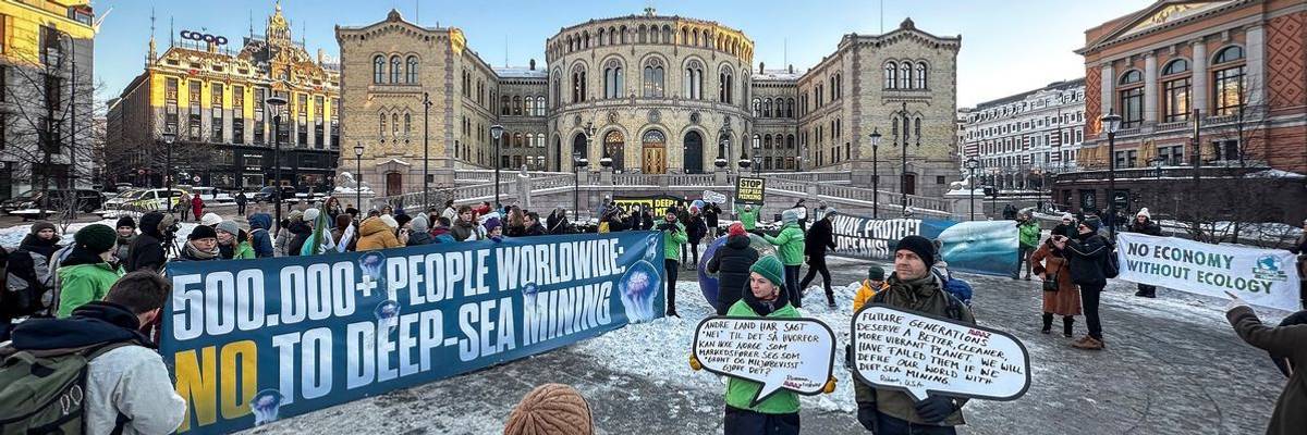 Protest of Norway deep-sea mining plans.