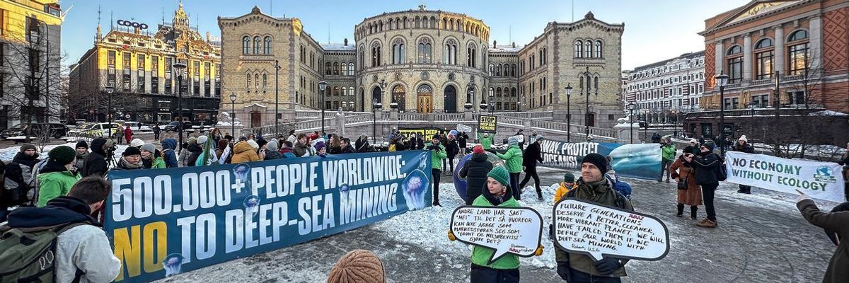 Protest of Norway deep-sea mining plans.