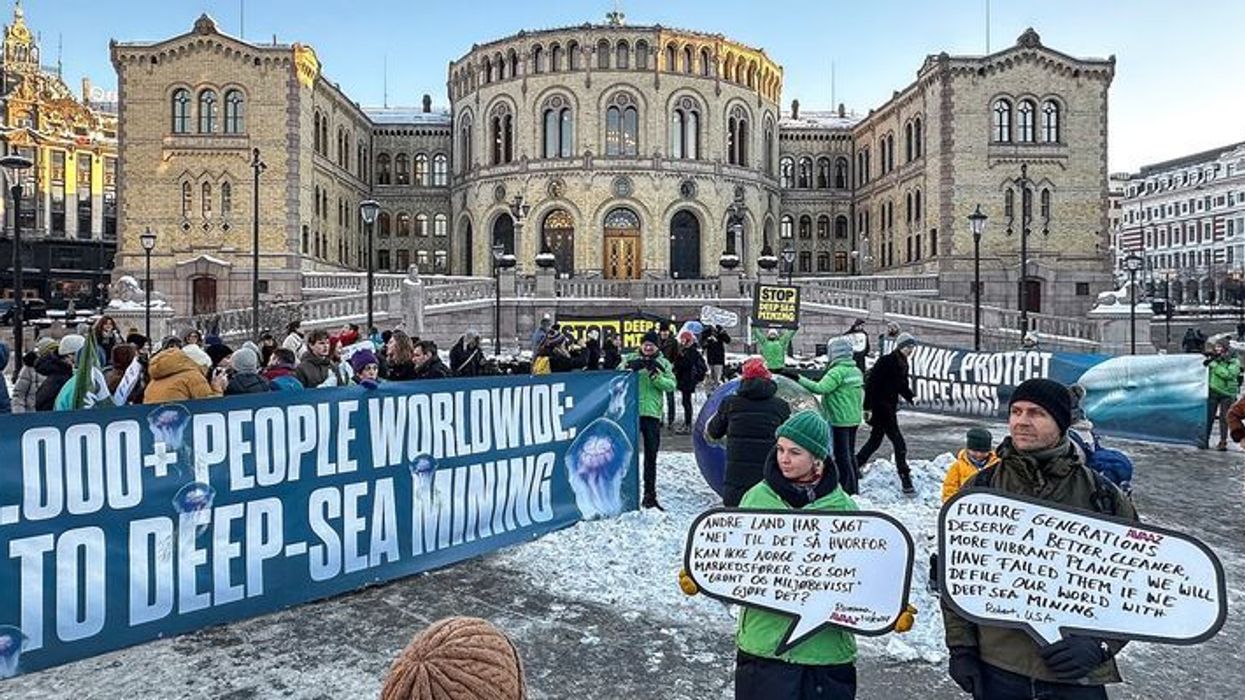 Protest of Norway deep-sea mining plans.