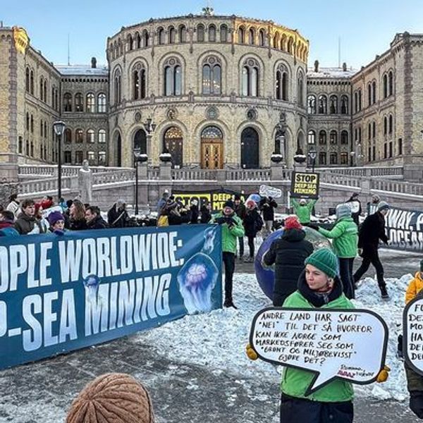 Protest of Norway deep-sea mining plans.