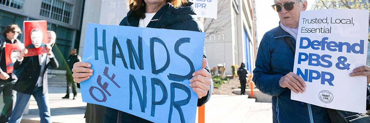 Protest of public broadcasting cuts.