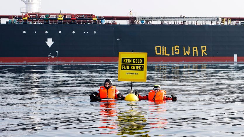 Protest of Russian oil tanker.