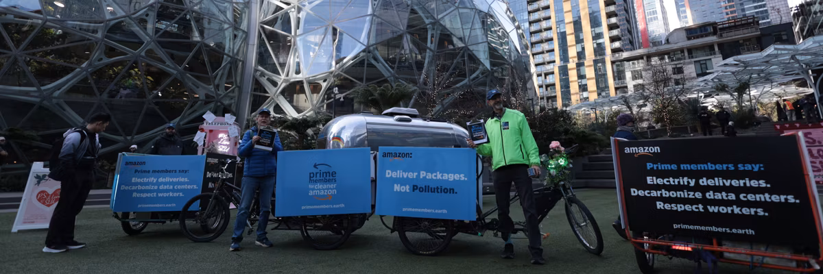 Protest outside Amazon HQ.