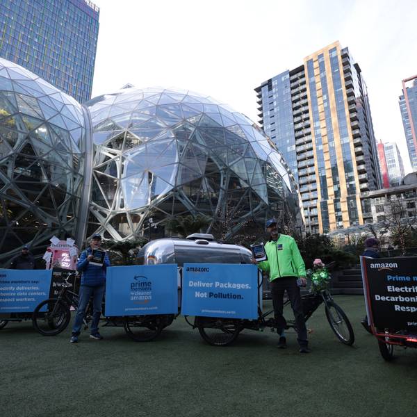 Protest outside Amazon HQ.