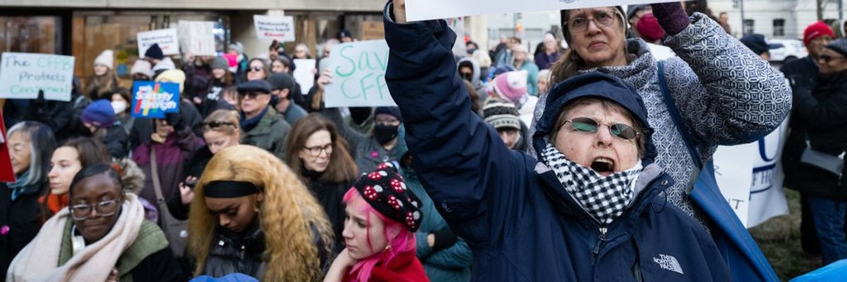 Protest outside Consumer Financial Protection Bureau